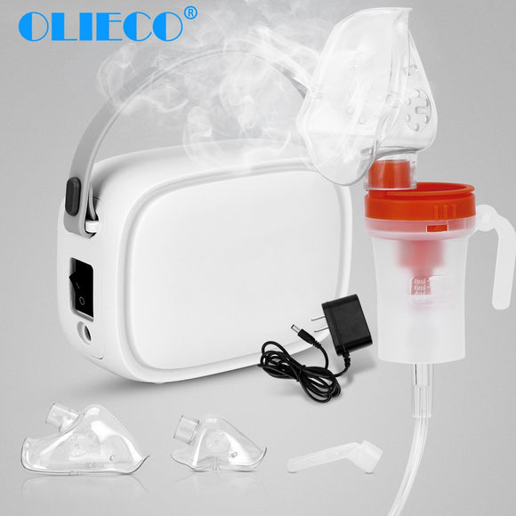OLIECO Portable Compresser Nebulizer Inhaler Medication Kit Mini Handheld Home Child Kids Steaming Device Recharge Silent Light